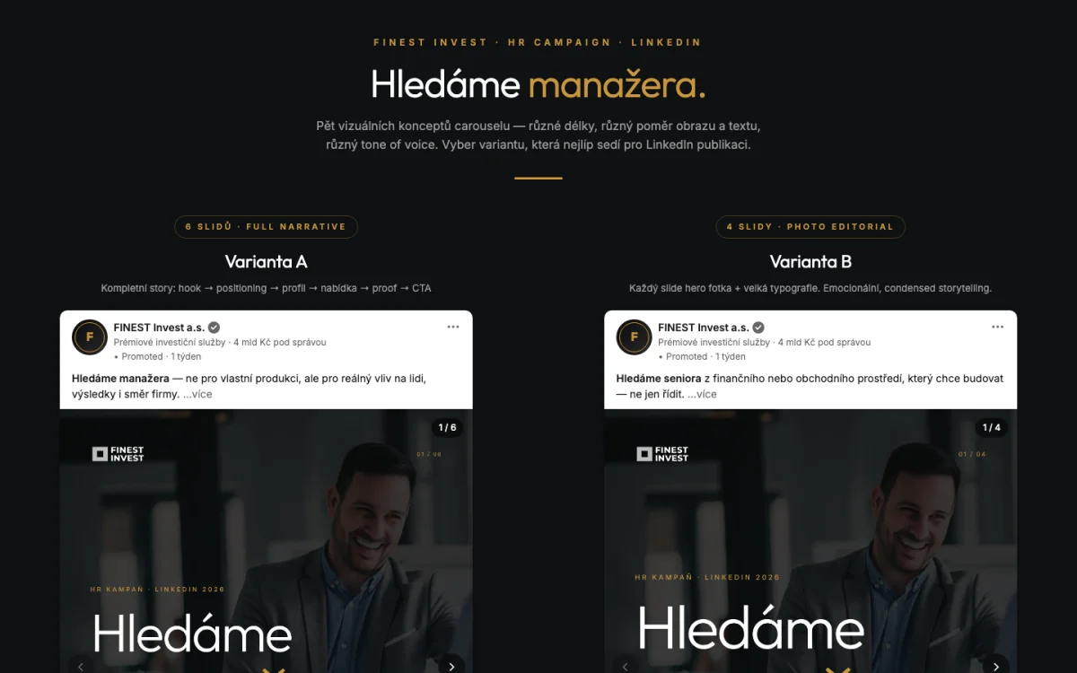 LinkedIn HR kampaň Hledáme manažera